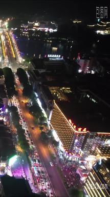 航拍广西桂林城市交通大道夜景